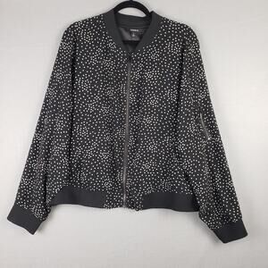 Torrid Size 2X Chiffon Bomber Jacket Black White Polka Dot Whimsigoth Fall Witch